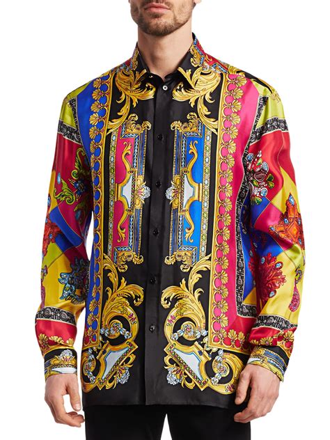 versace collection dress shirts sizing|silk versace shirt men's.